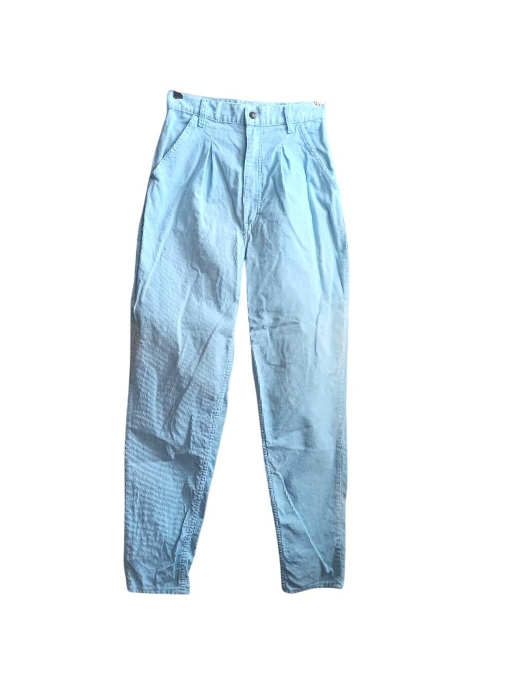 High-Waisted Preppy 26x30 Vintage 1980's Womens Pants Smacs Blue Corduroy USA